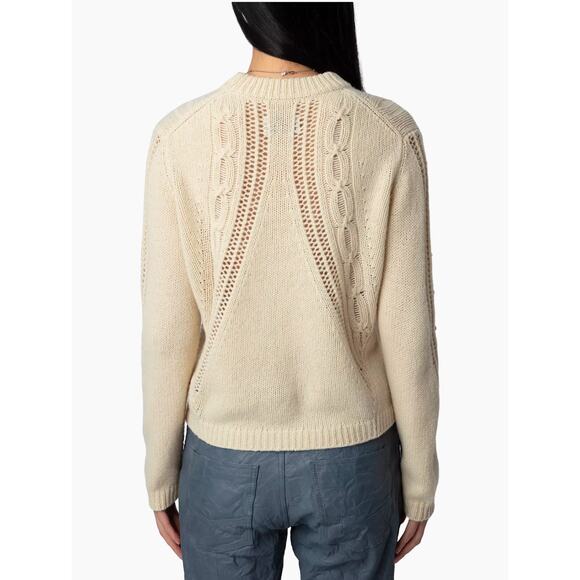 Zadig & Voltaire Defile Morley Cable Knit Cream Sweater NWT Small - Picture 5 of 12